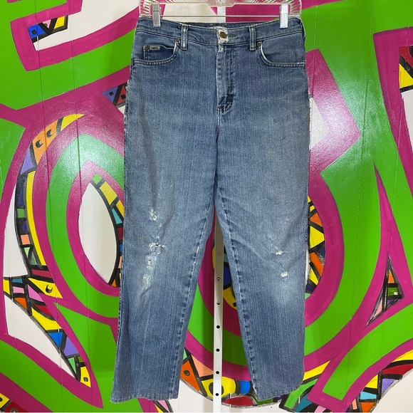 Vintage Distressed Lee Jeans. Size 6Short. Hemmed. Excellent Distressed cond! - Picture 1 of 7